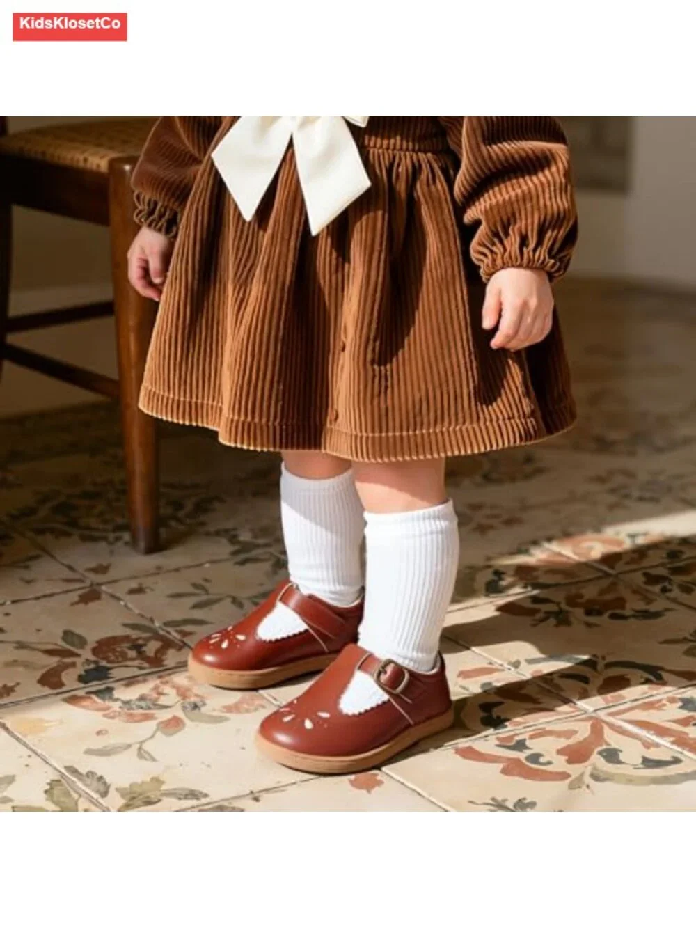 Toddler Mary Jane Flats - Wide Toe Box Barefoot Zero-Drop Sole Hook & Loop